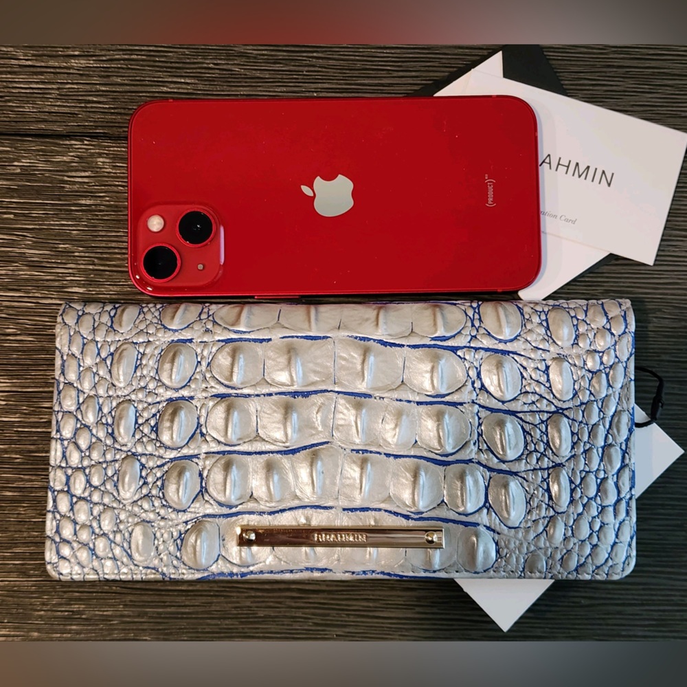 Brahmin Ady Eggshell Melbourne Slim Wallet Genuine Crocodile-Embossed  L…
